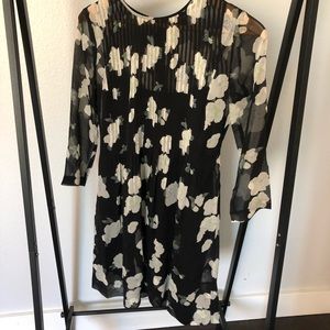 Club Monaco Pleated Floral Silk Dress